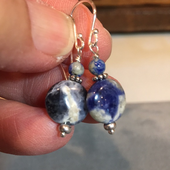 Sterling silver and Sodalite gemstone earrings - Picture 6 of 6